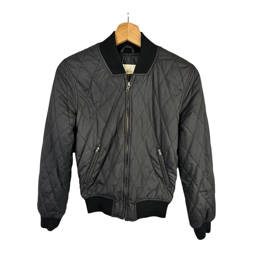 Wilfred Free Womens Size XXS Quilted Full Zip Bomber Jacket Wool Trim Black